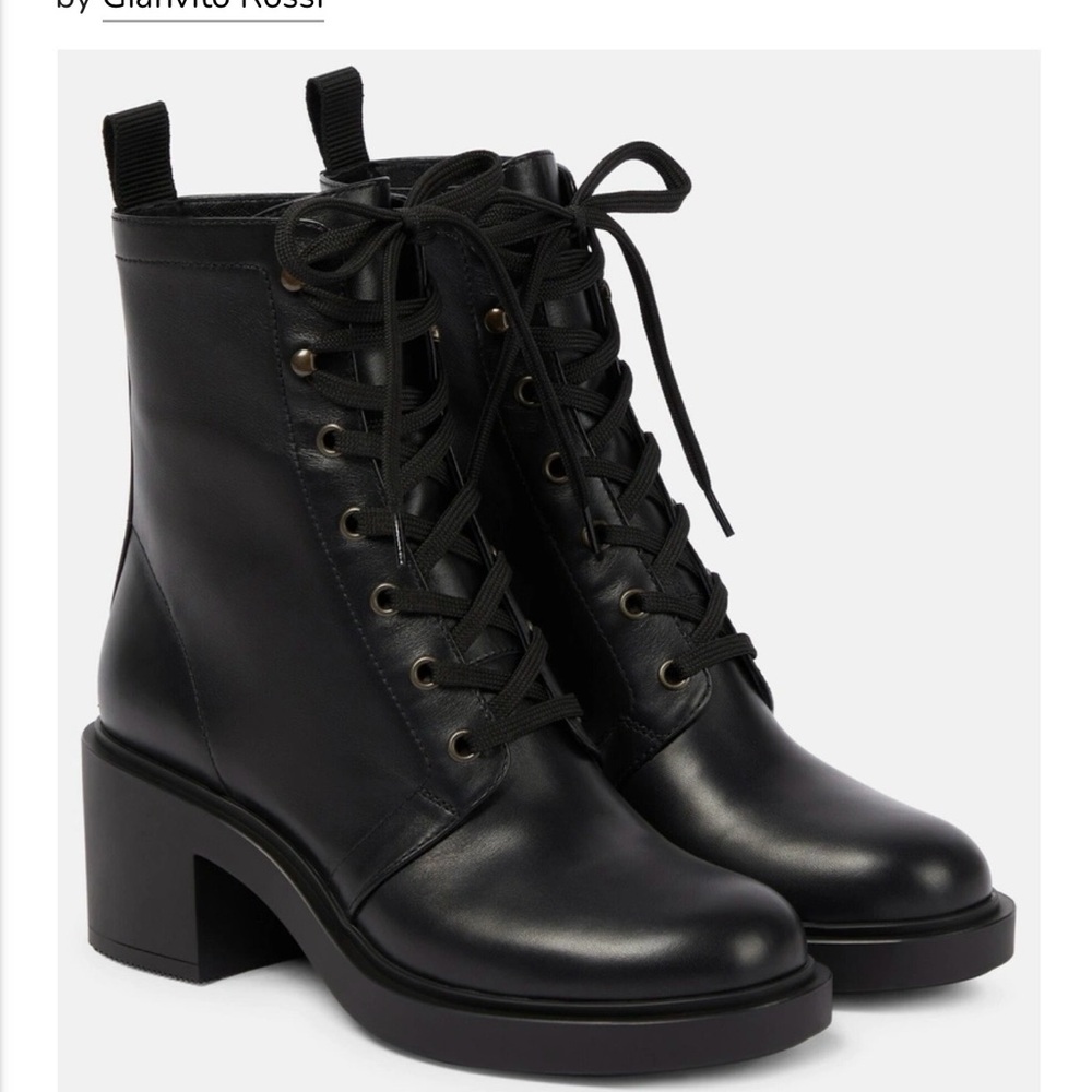 Gianvito Rossi Black Lace-Up Leather Boots